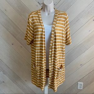 Button front super soft striped cardigan